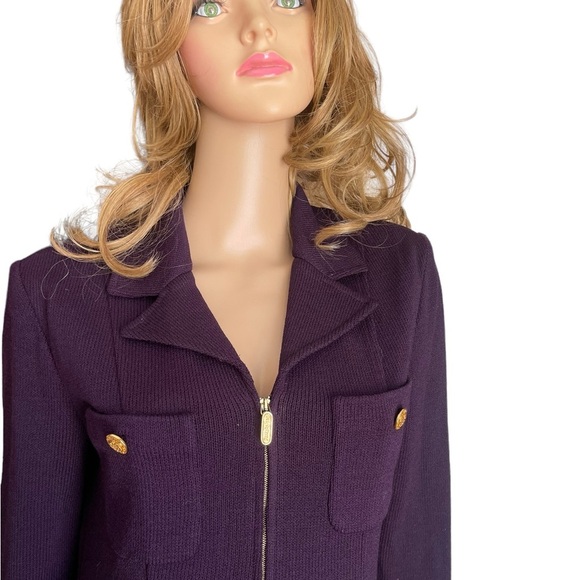 St. John collection PURPLE Dress
Gown Gold Buttons Santana Knit
Long Sleeve 4 - Picture 7 of 16